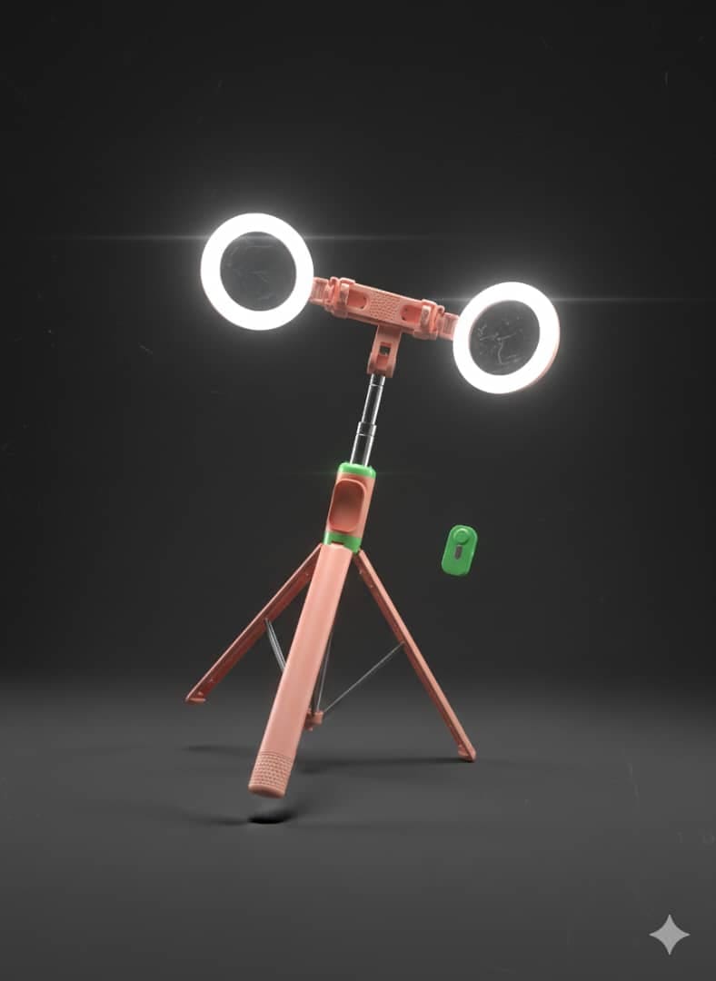 عصا سيلفي ذكية 4 في 1 مع ترايبود، إضاءة LED + ريموت تحكم عن بعد بلوتوث (JC18H)